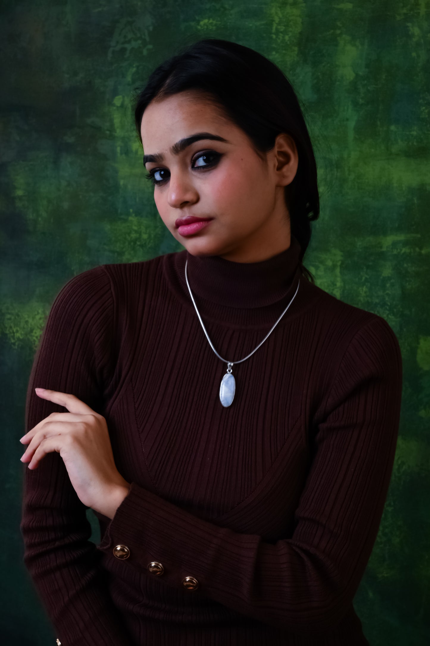 Oval Moonstone Silver Pendant