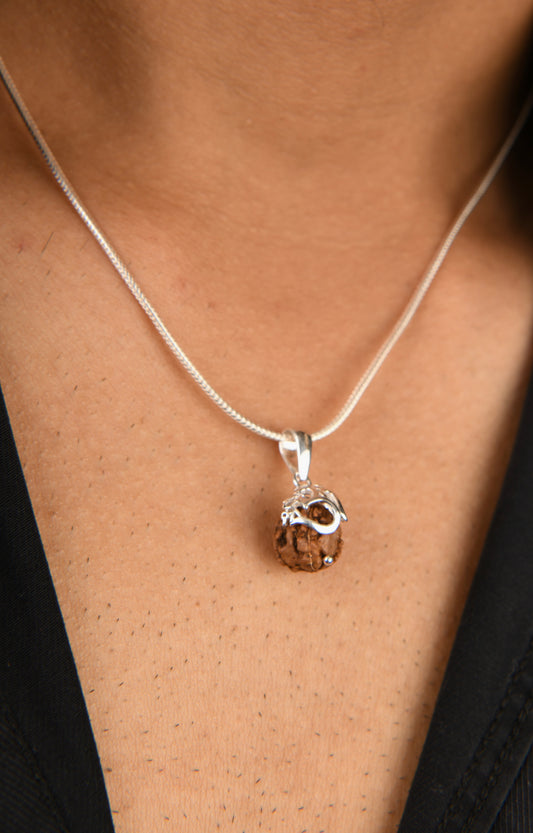 "Rudraksha Reverberations" Om Shiva Silver Pendant