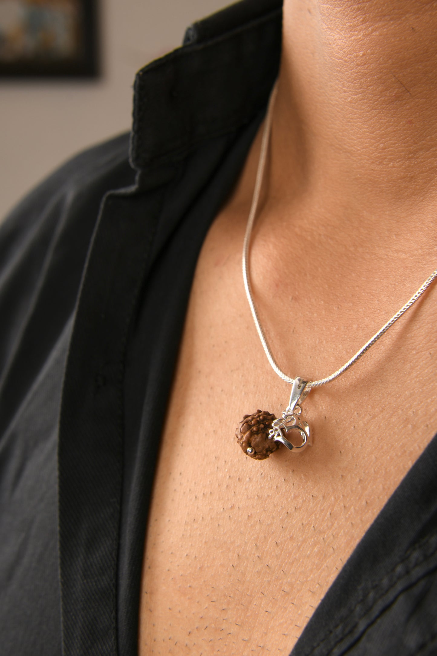 "Rudraksha Reverberations" Om Shiva Silver Pendant