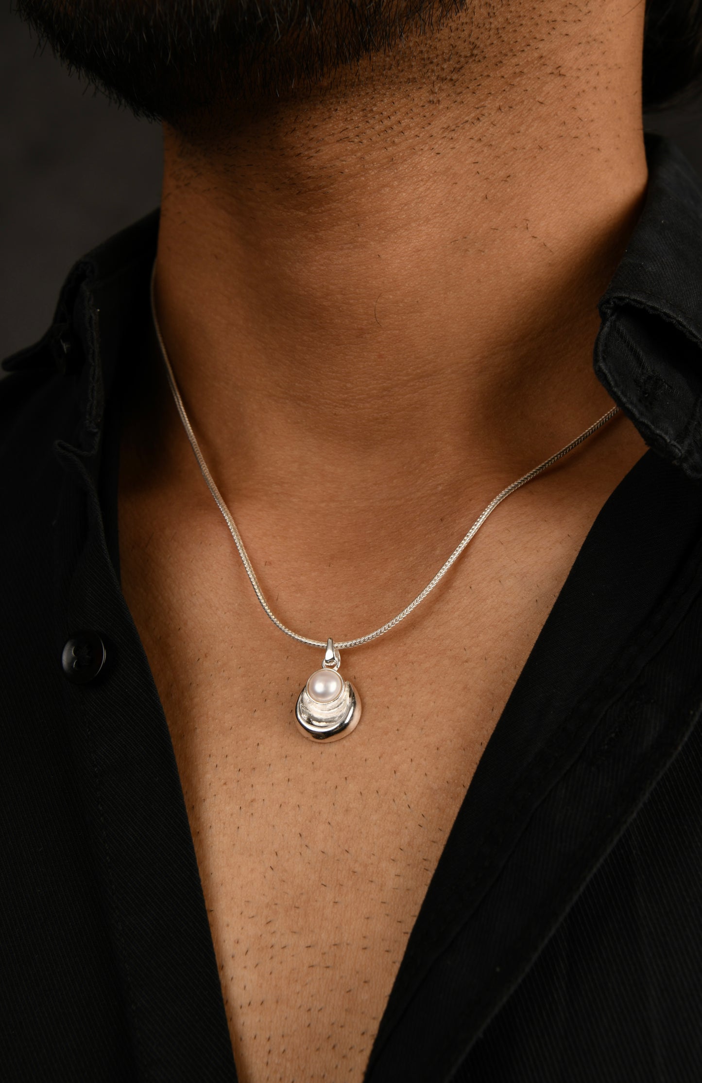 The Silver Moon And Pearl Pendant