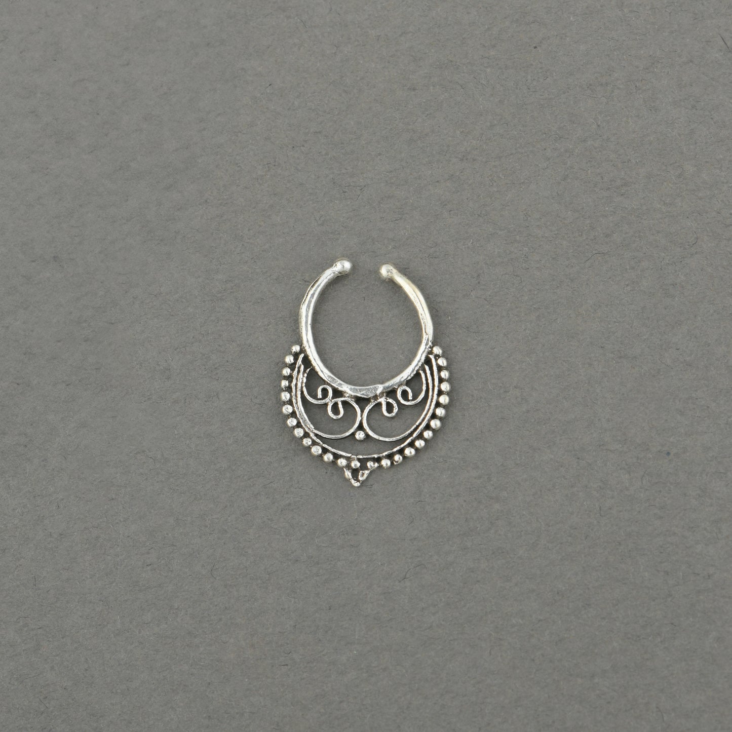 Filigree Silver Septum Ring(Non Piercing)