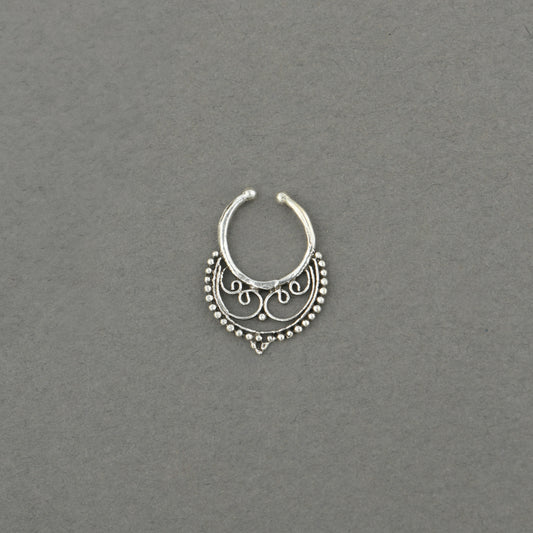 Filigree Silver Septum Ring(Non Piercing)