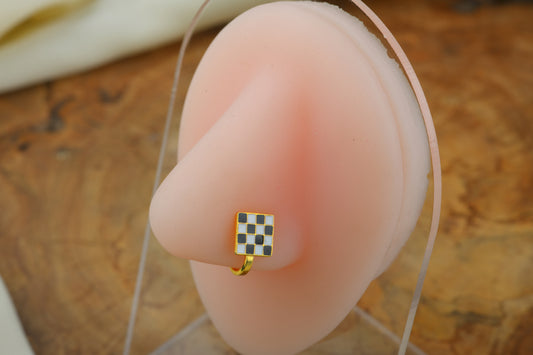 Checkmate Gold Plated Silver Clip-On Nose Pin