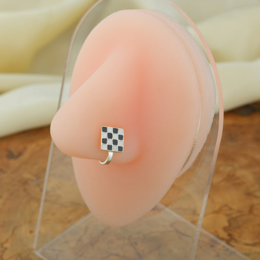 Checkmate Silver Clip-On Nose Pin