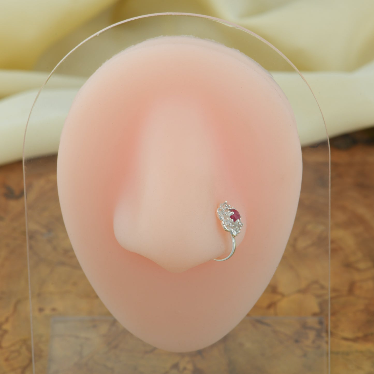 Parijat Silver Clip On Nose Pin