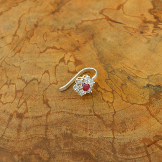 Parijat Silver Clip On Nose Pin