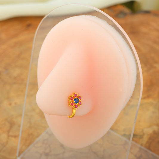 Madhu Malti Clip On Gold Plated Silver Nose Pin