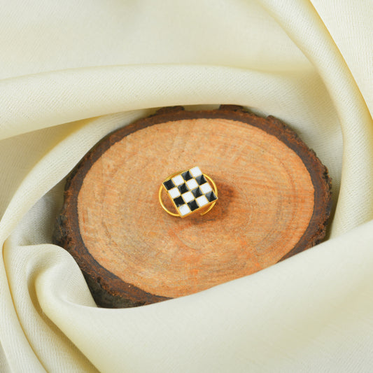 Checkmate Charm Gold Plated Silver Nose Pin