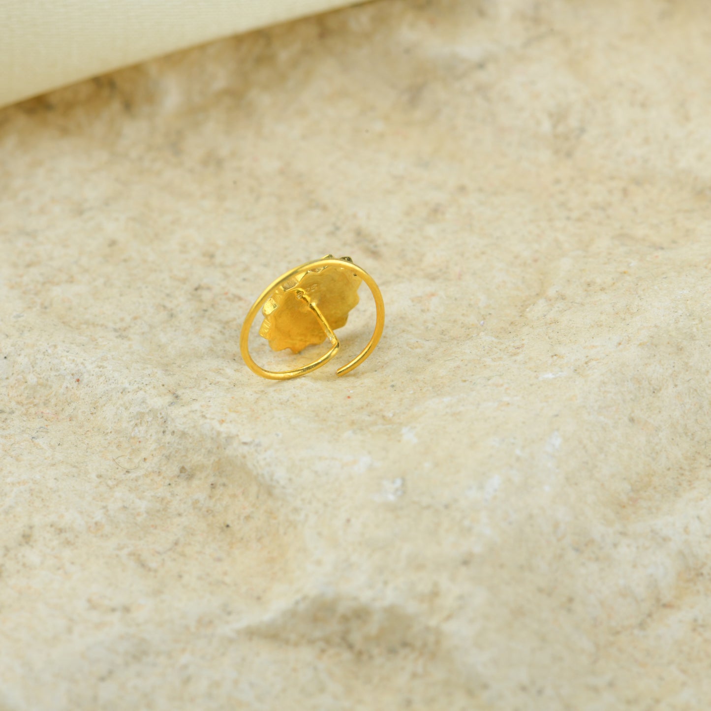 Sunflower Spark Meena Gold Plated Silver Nose Pin