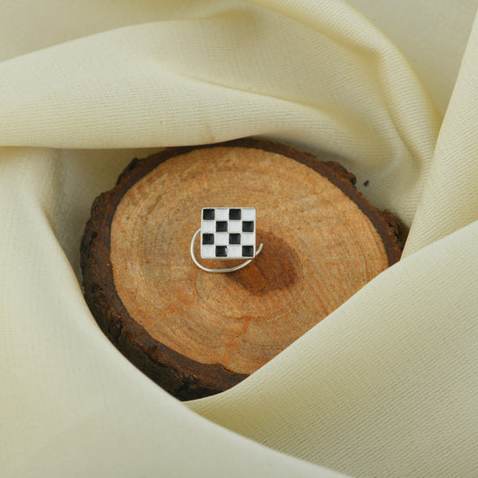 Checkmate Charm Silver Nose Pin