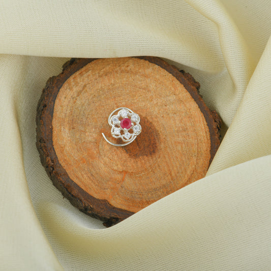 Parijat Silver Nose Pin