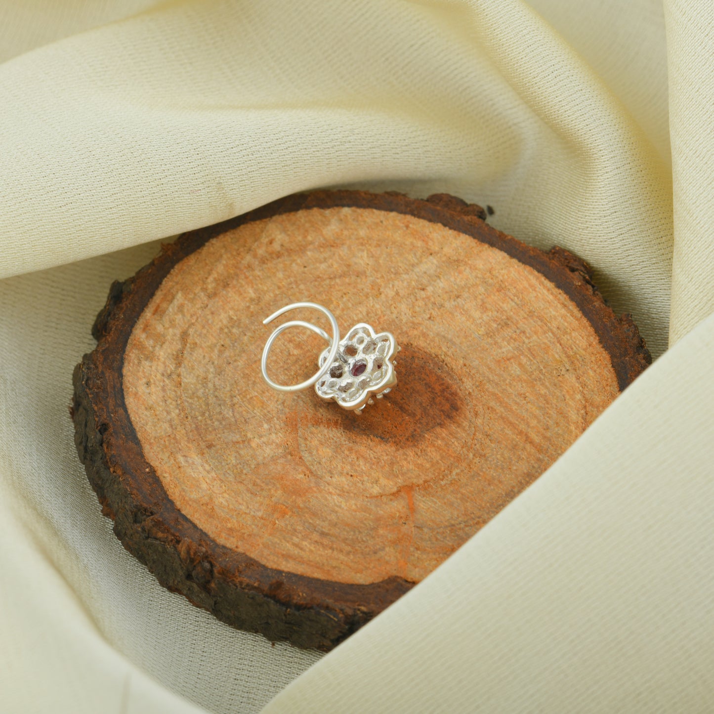 Parijat Silver Nose Pin