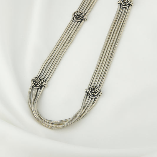 Multilayered Silver Waist Belt