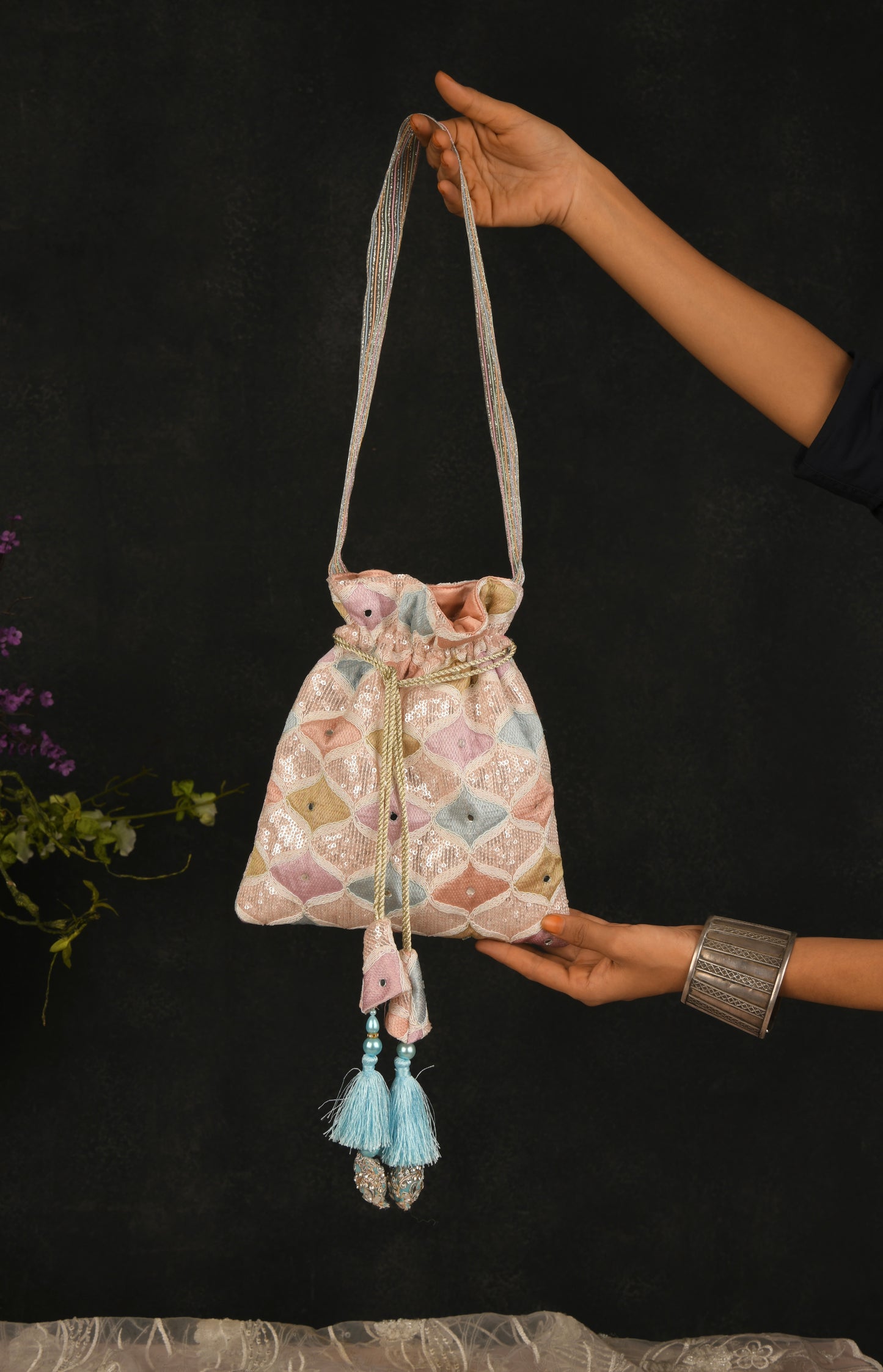 Sequinned Splendour Embroidered Potli