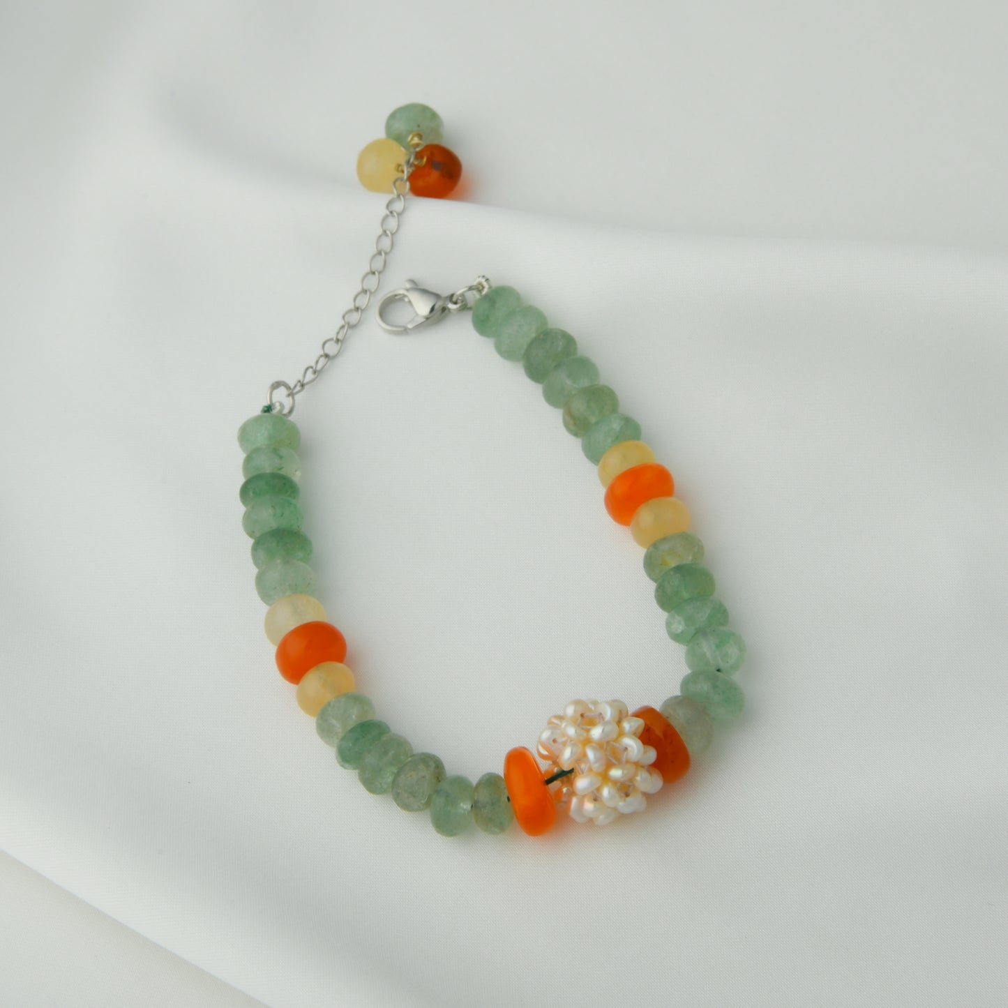 Woven Pearl Carnelian Quartz Handcrafted Bracelet