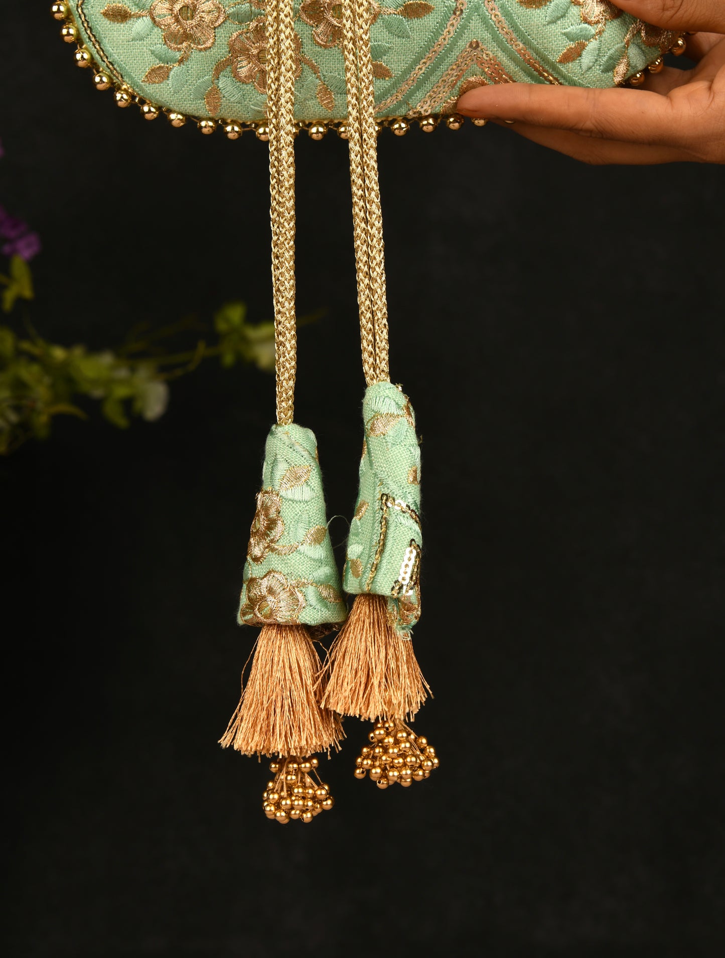 Minty Pastel Embroidered Potli