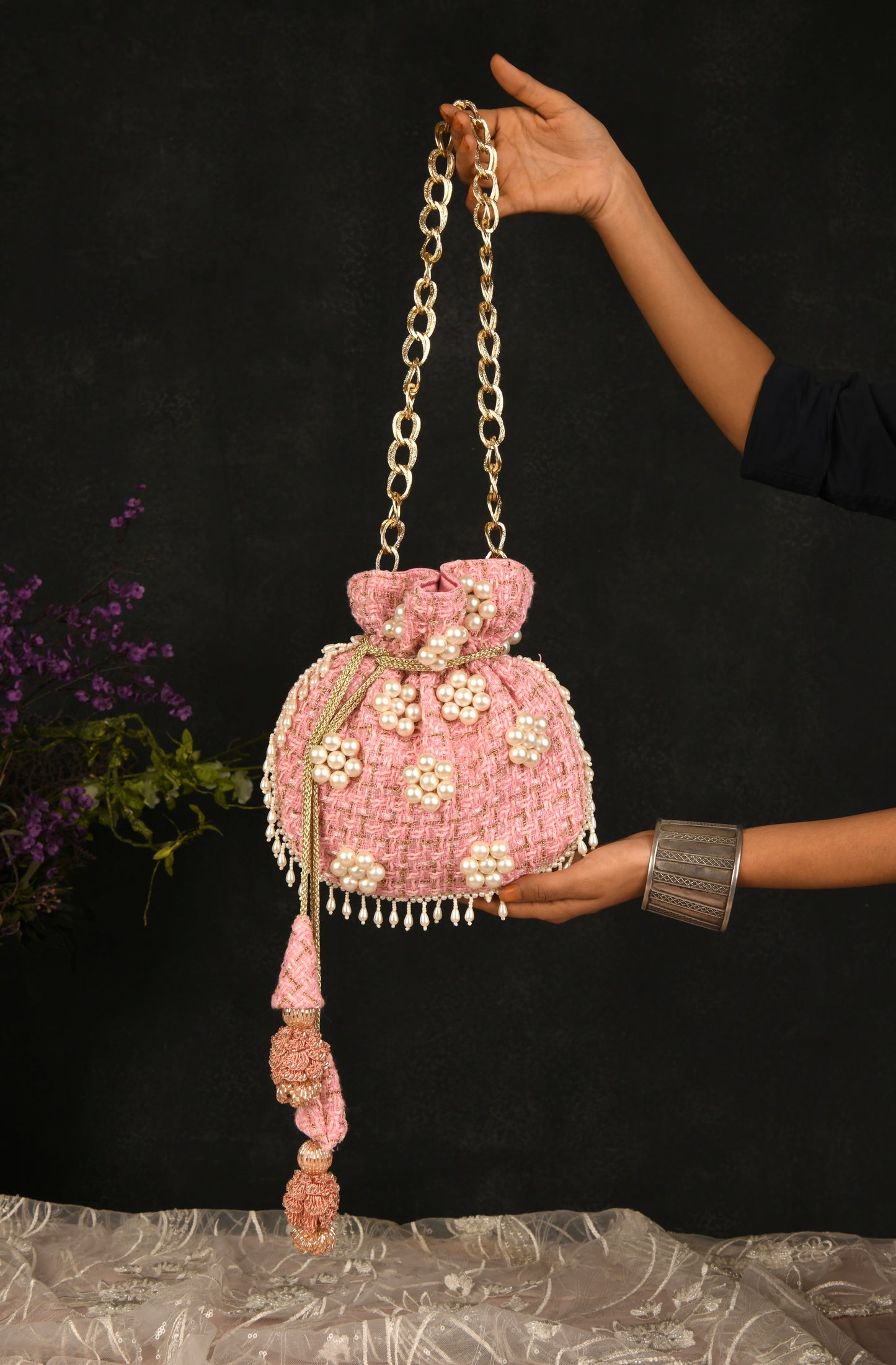 Signature Baby Pink Pearl Affair Potli