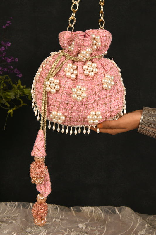 Signature Baby Pink Pearl Affair Potli