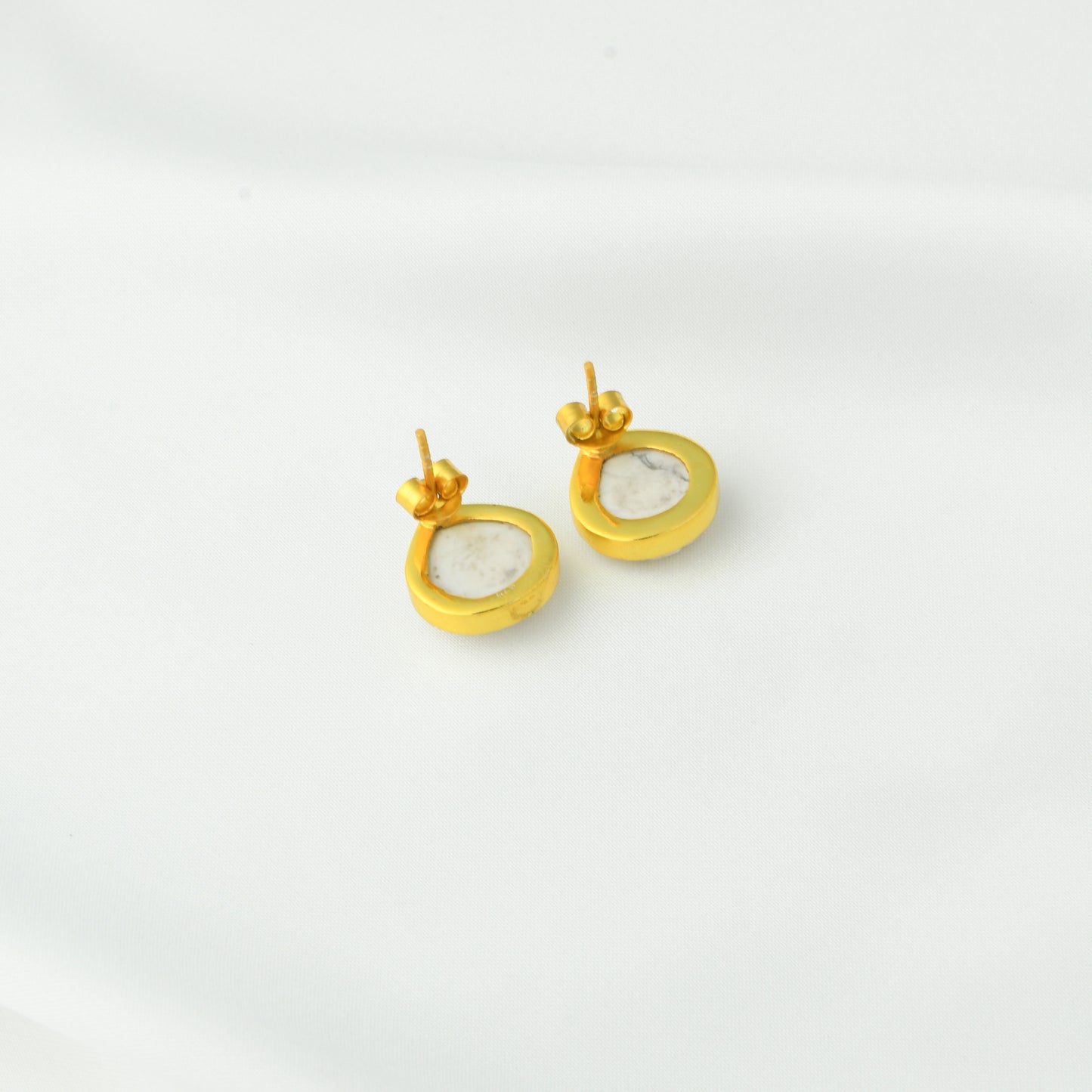 White Lotus Natural Stone Gold Plated Silver Set