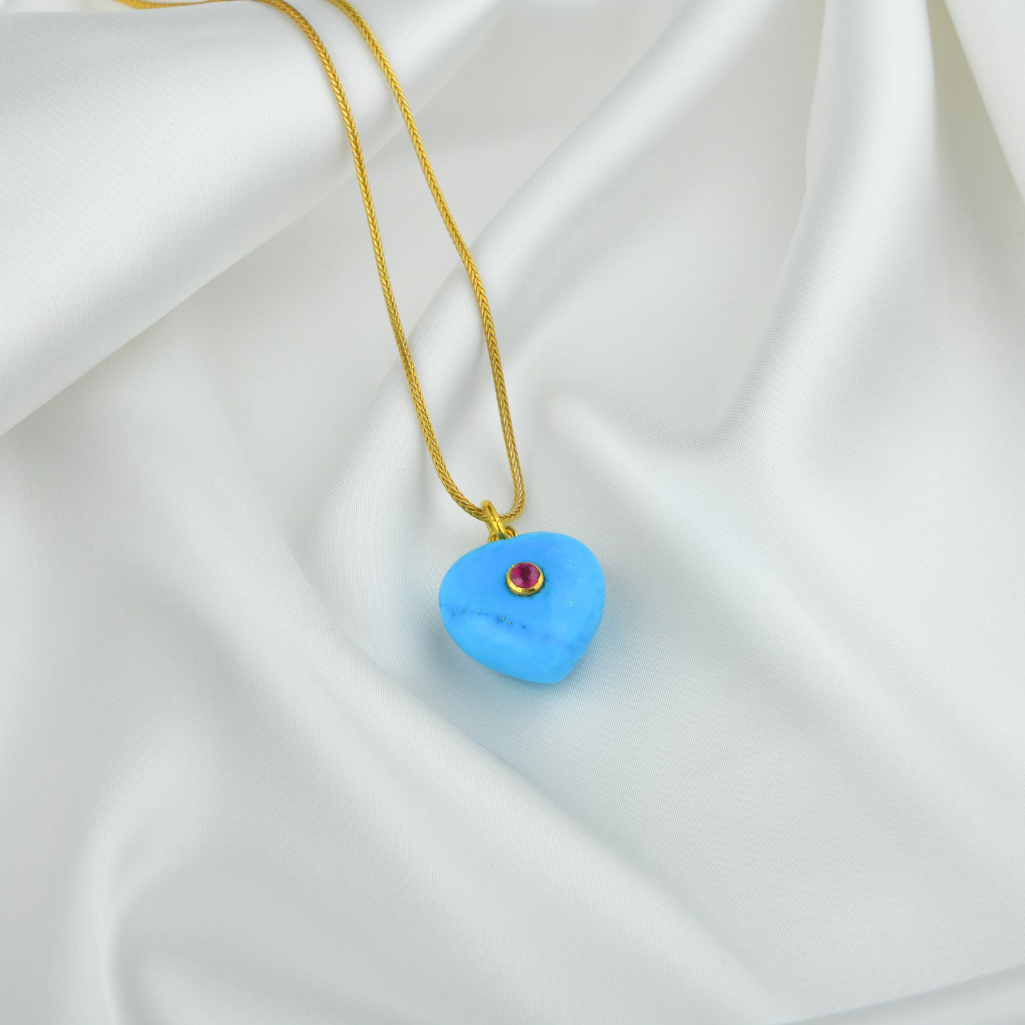 Evil Eye Turquoise Heart Pendant