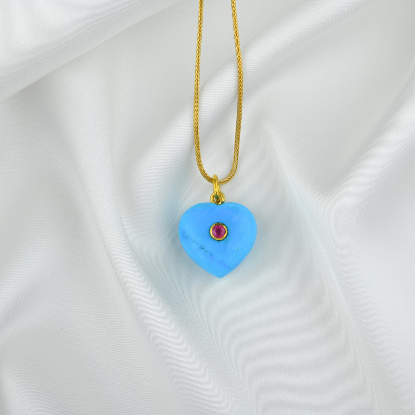 Evil Eye Turquoise Heart Pendant