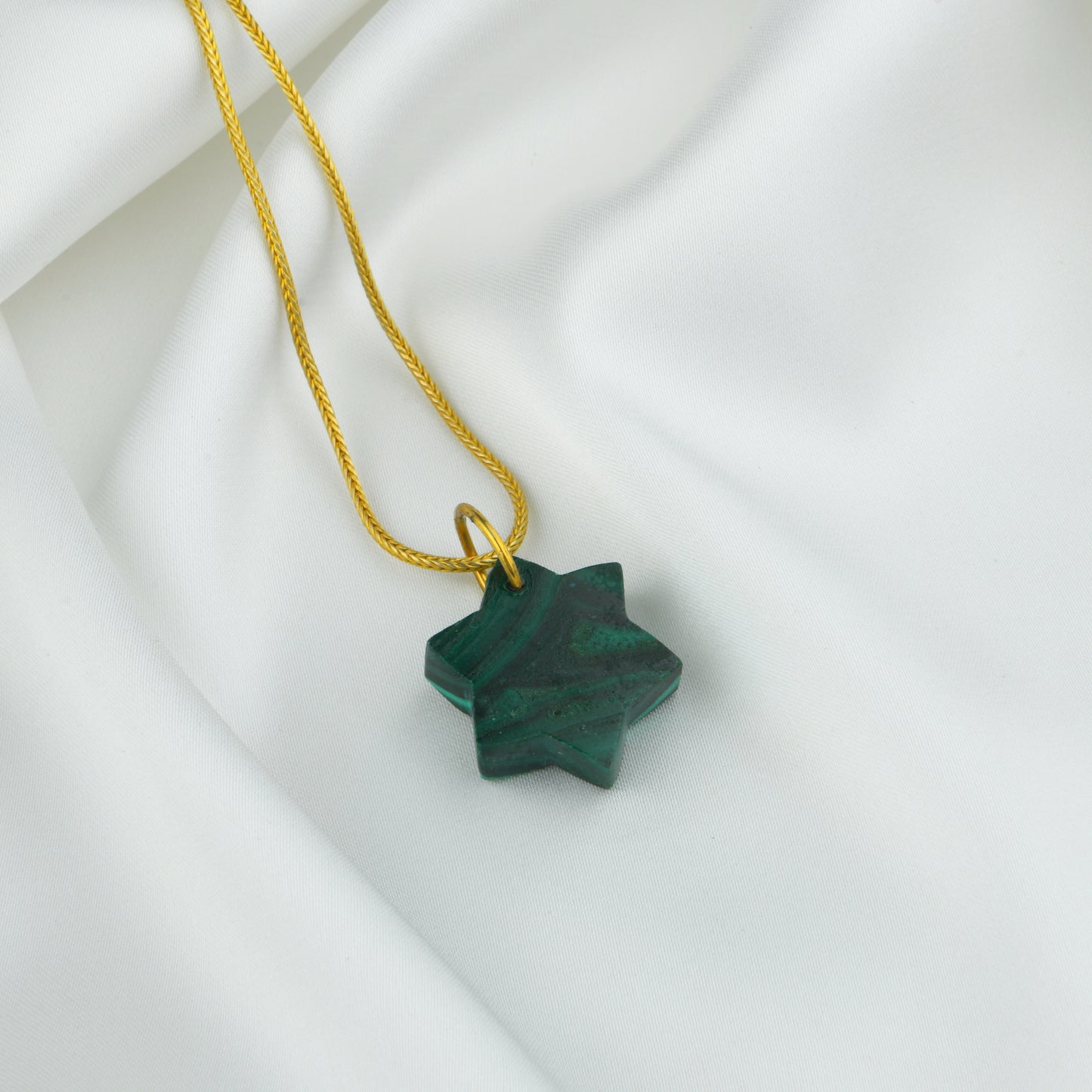 Evil Eye Malachite Star Gold Plated Silver Pendant
