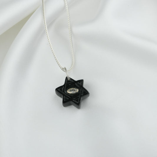 Evil Eye Black Onyx Star Pendant