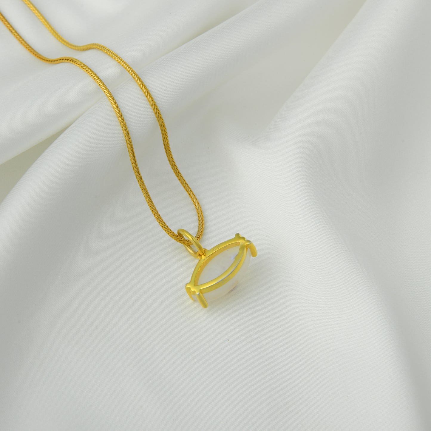 Natural Moonstone Gold Plated Silver Evil Eye Pendant