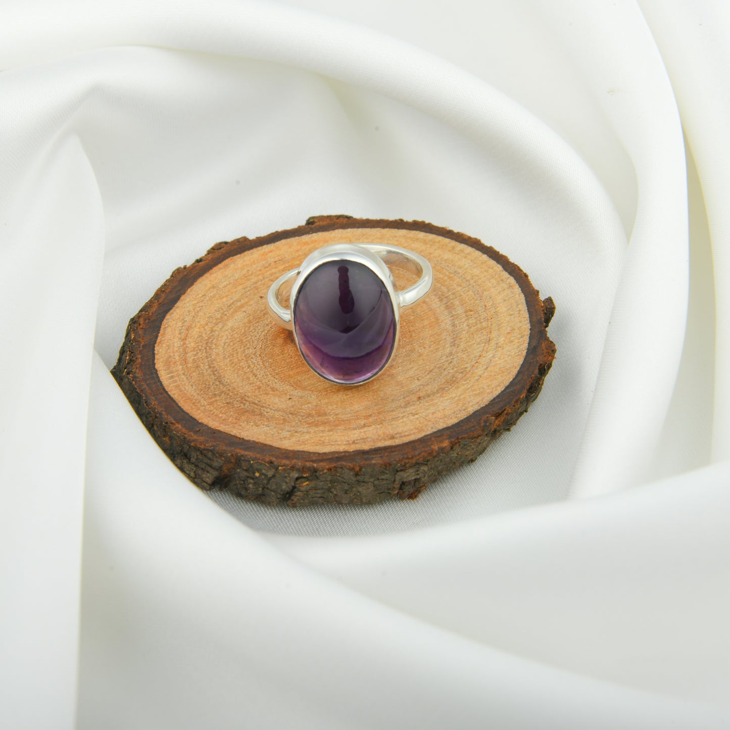 Amethyst Oval Silver Ring