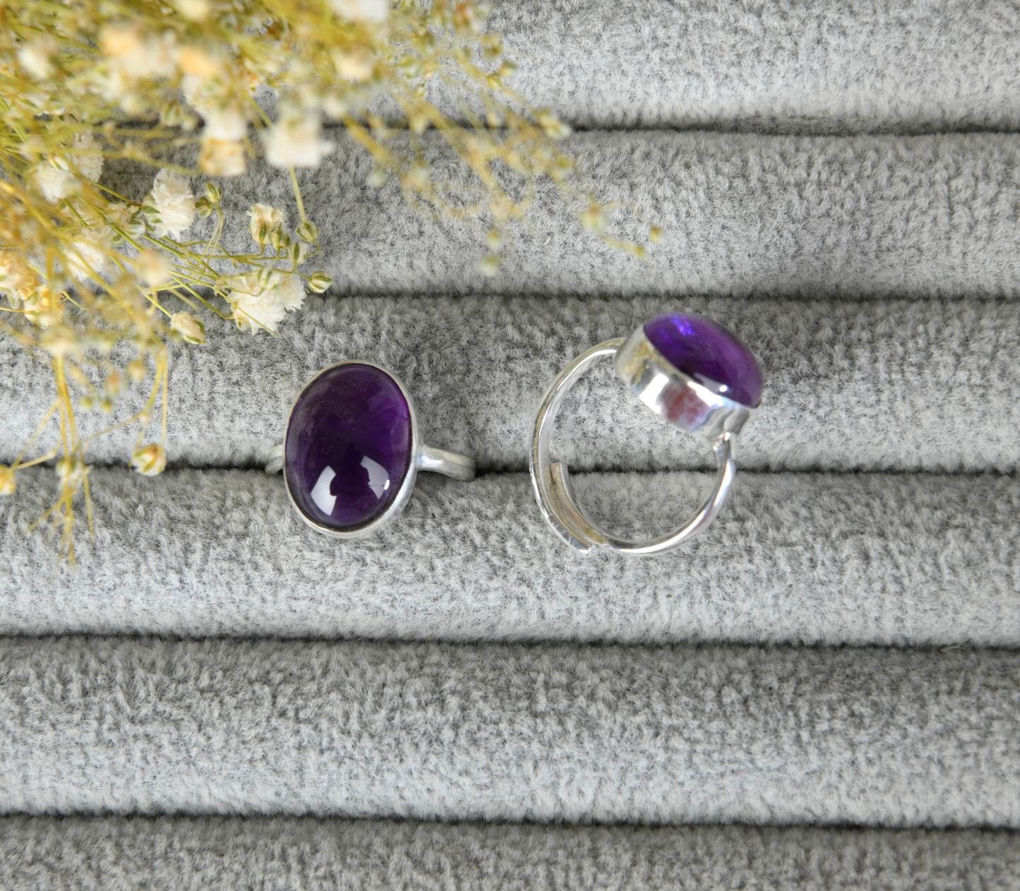 Amethyst Oval Silver Ring