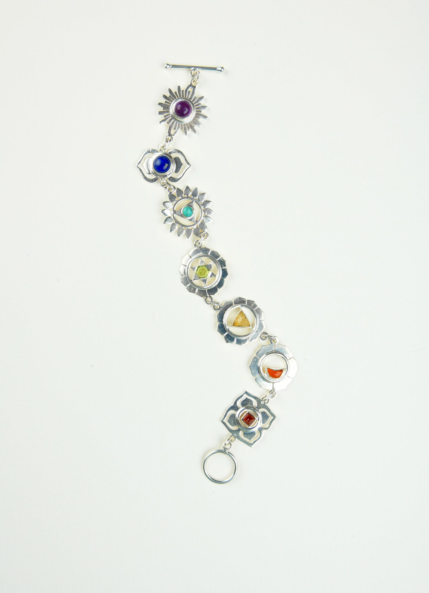 Seven Chakra Silver Bracelet