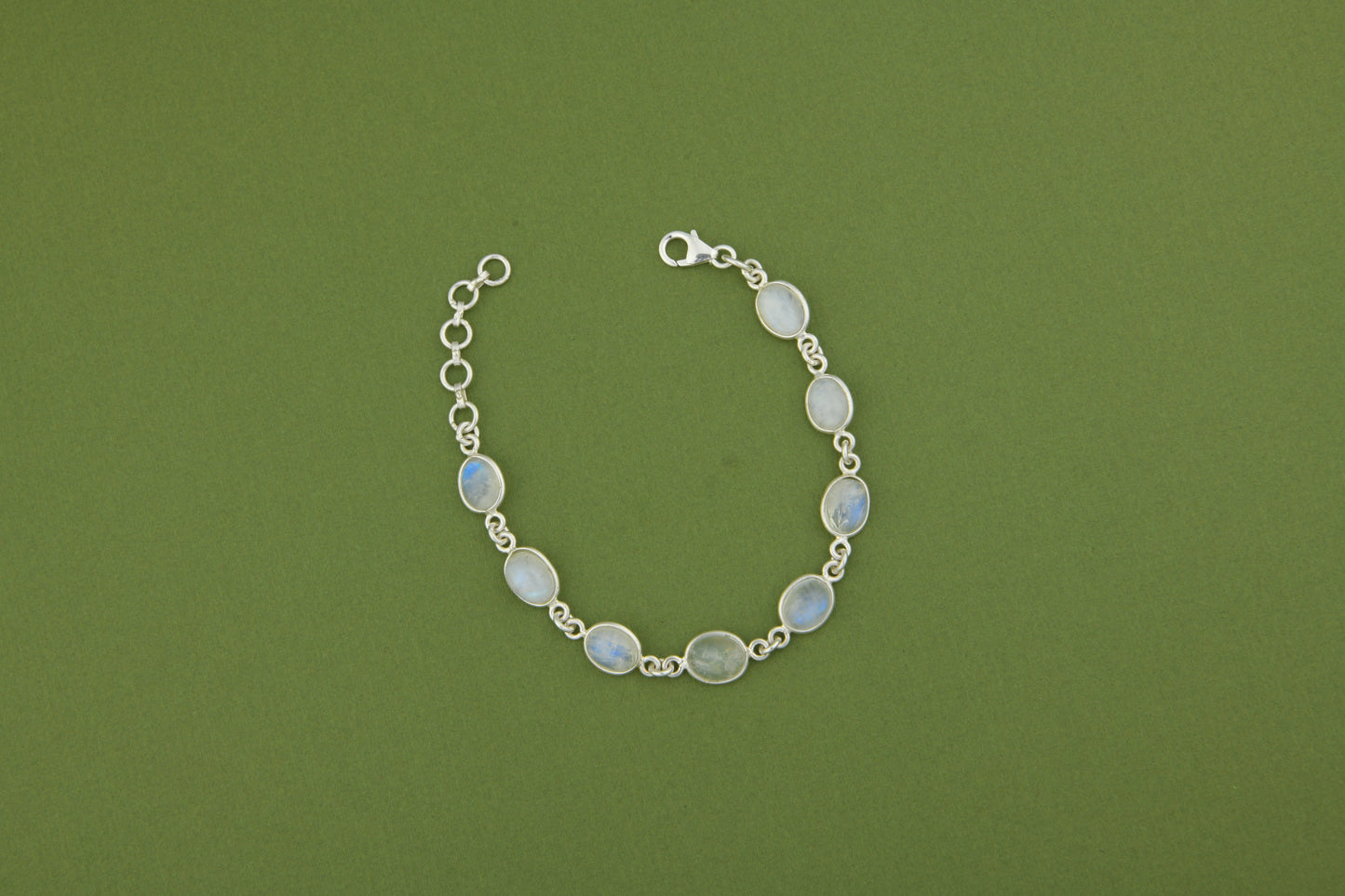 Oval Moonstones Silver Bracelet