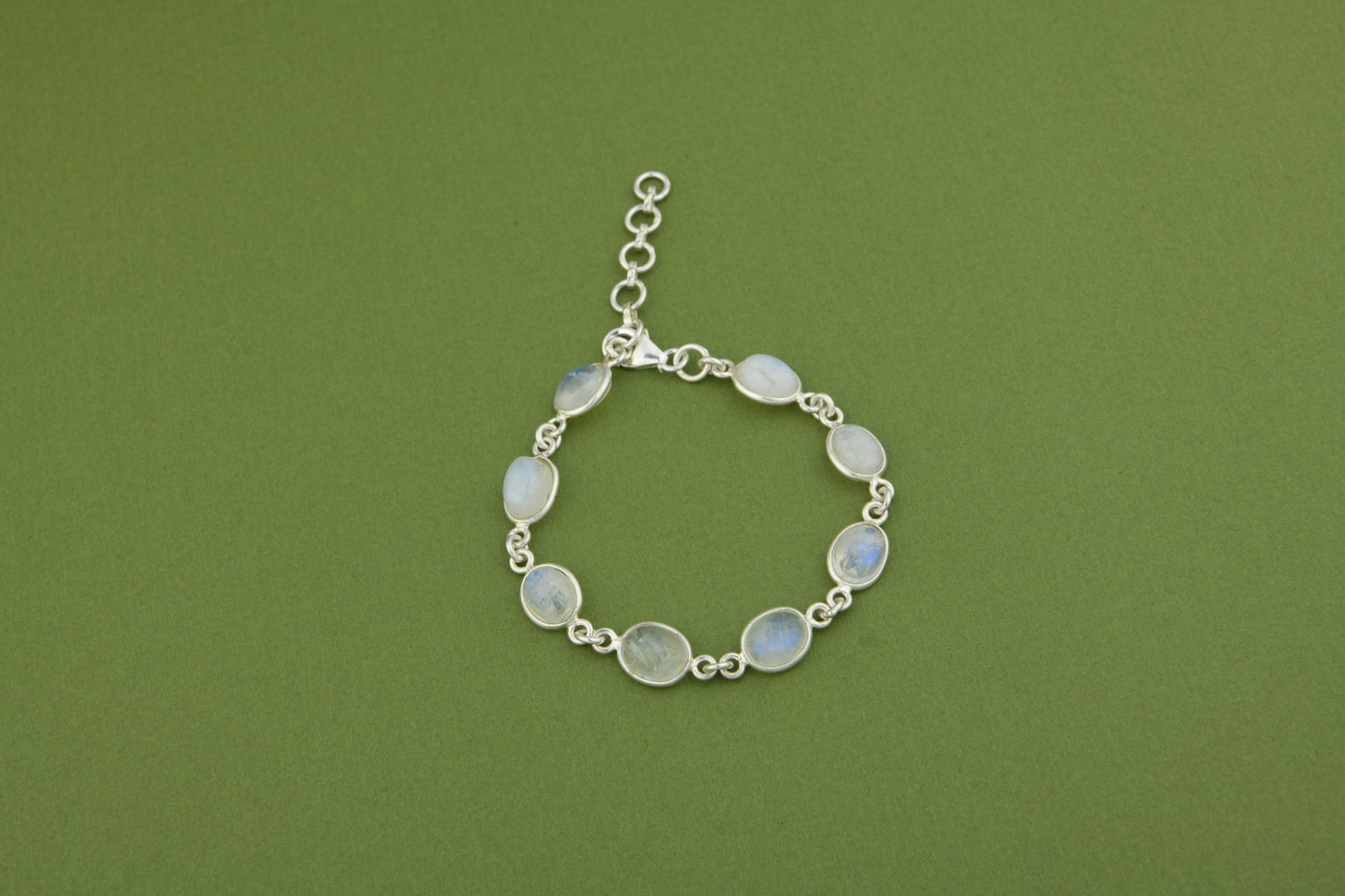 Oval Moonstones Silver Bracelet