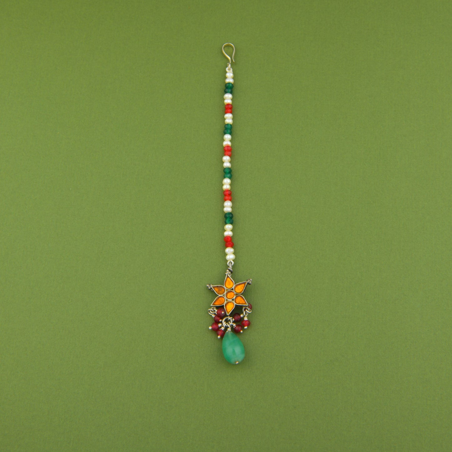 Madhu Chandrika Multi Stone Silver Maang Tikka