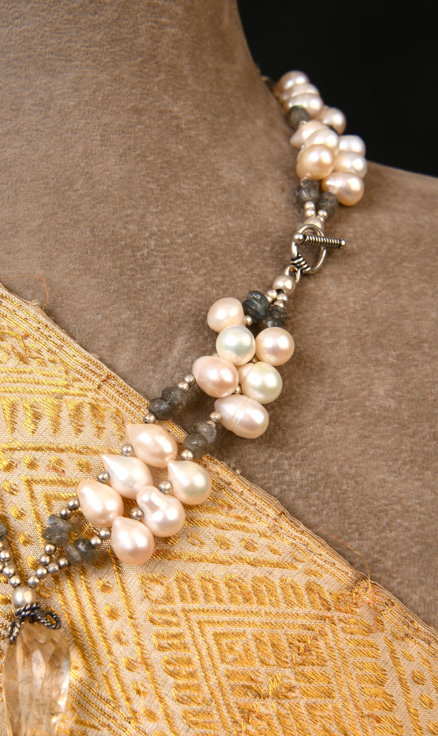 Citrine Pearl Drops Necklace