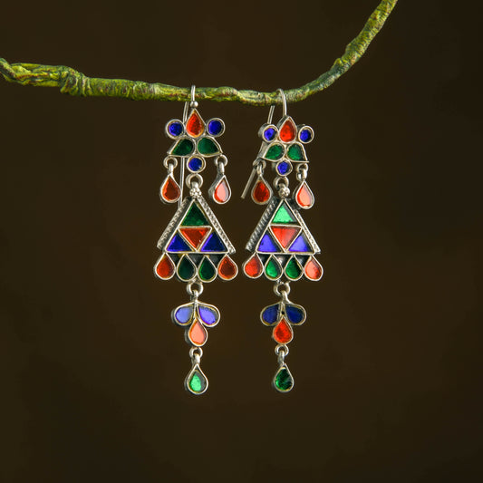 Madhu Chandrika Kalbelia Mirror Silver Earrings