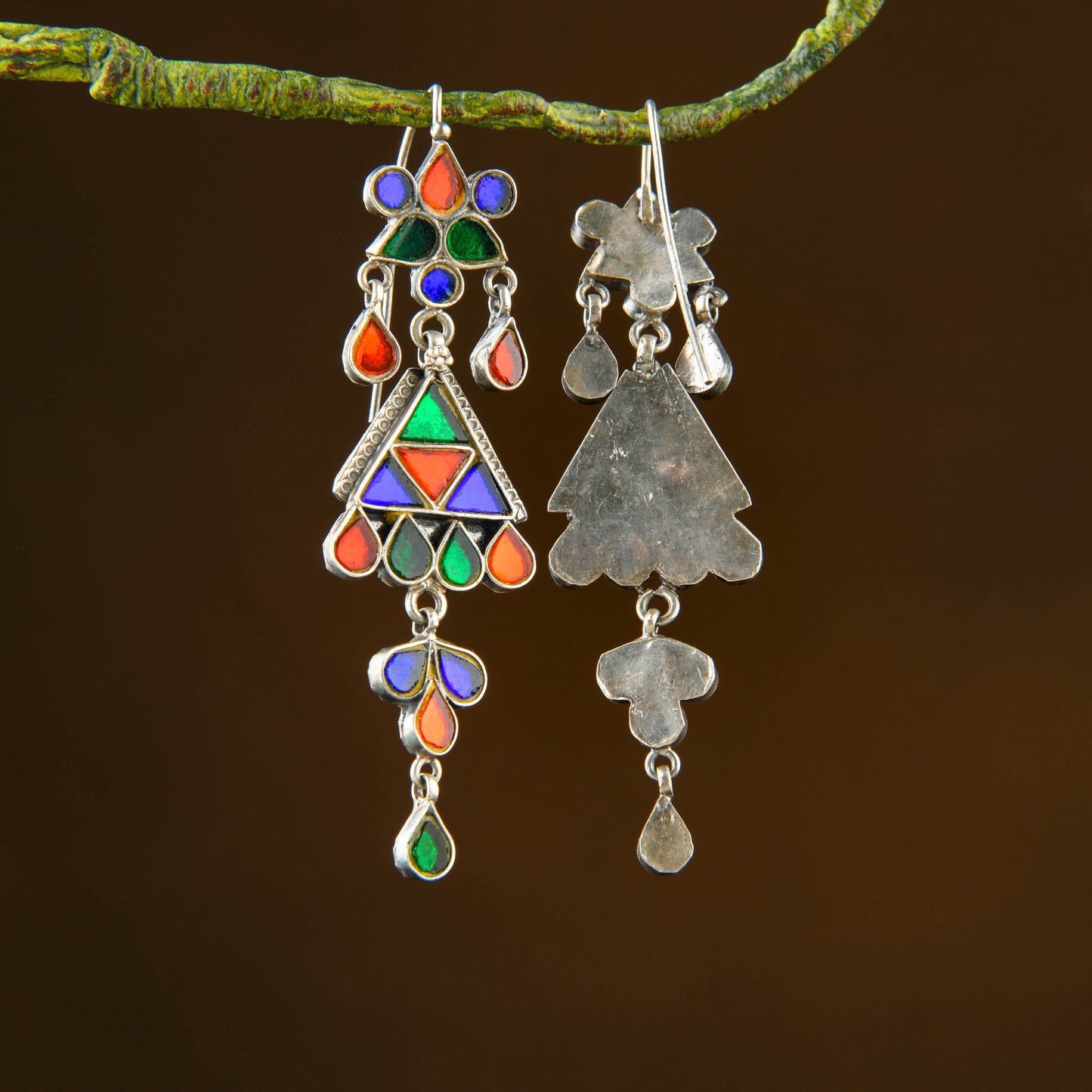 Madhu Chandrika Kalbelia Mirror Silver Earrings
