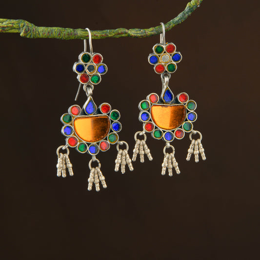 Madhu Chandrika Morni Silver Mirror Earrings