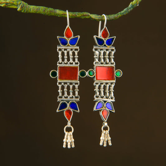 Madhu Chandrika Diya Silver Mirror Earrings