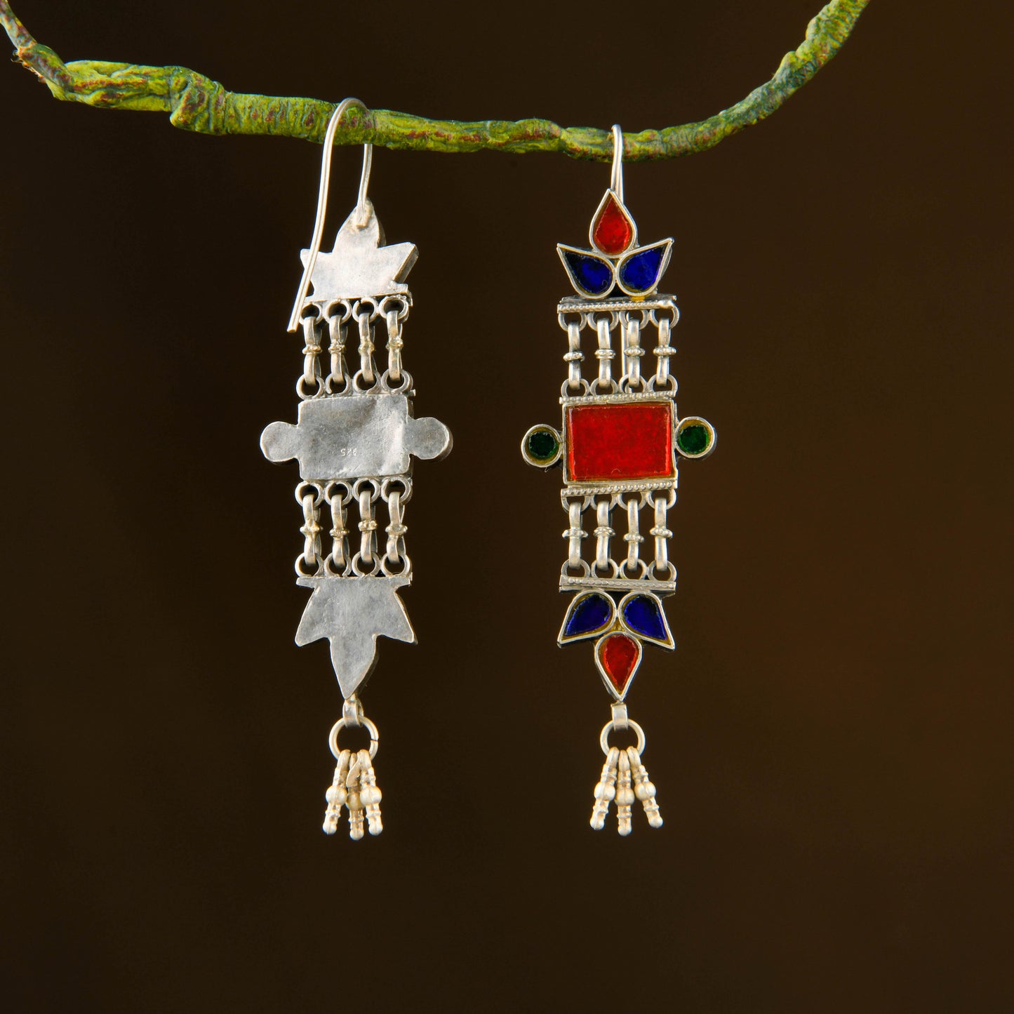 Madhu Chandrika Diya Silver Mirror Earrings