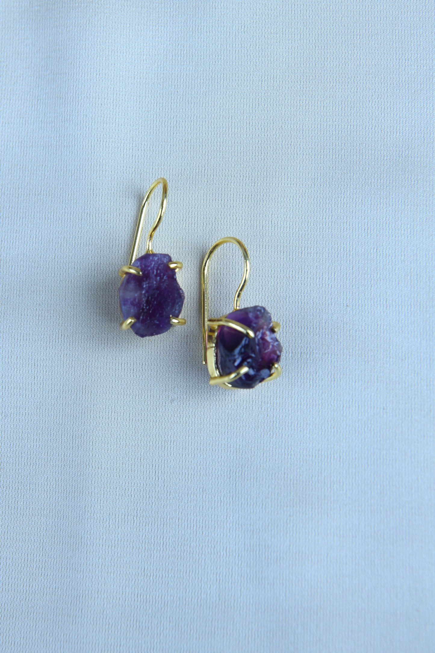 Uncut Amethyst Drop Earrings