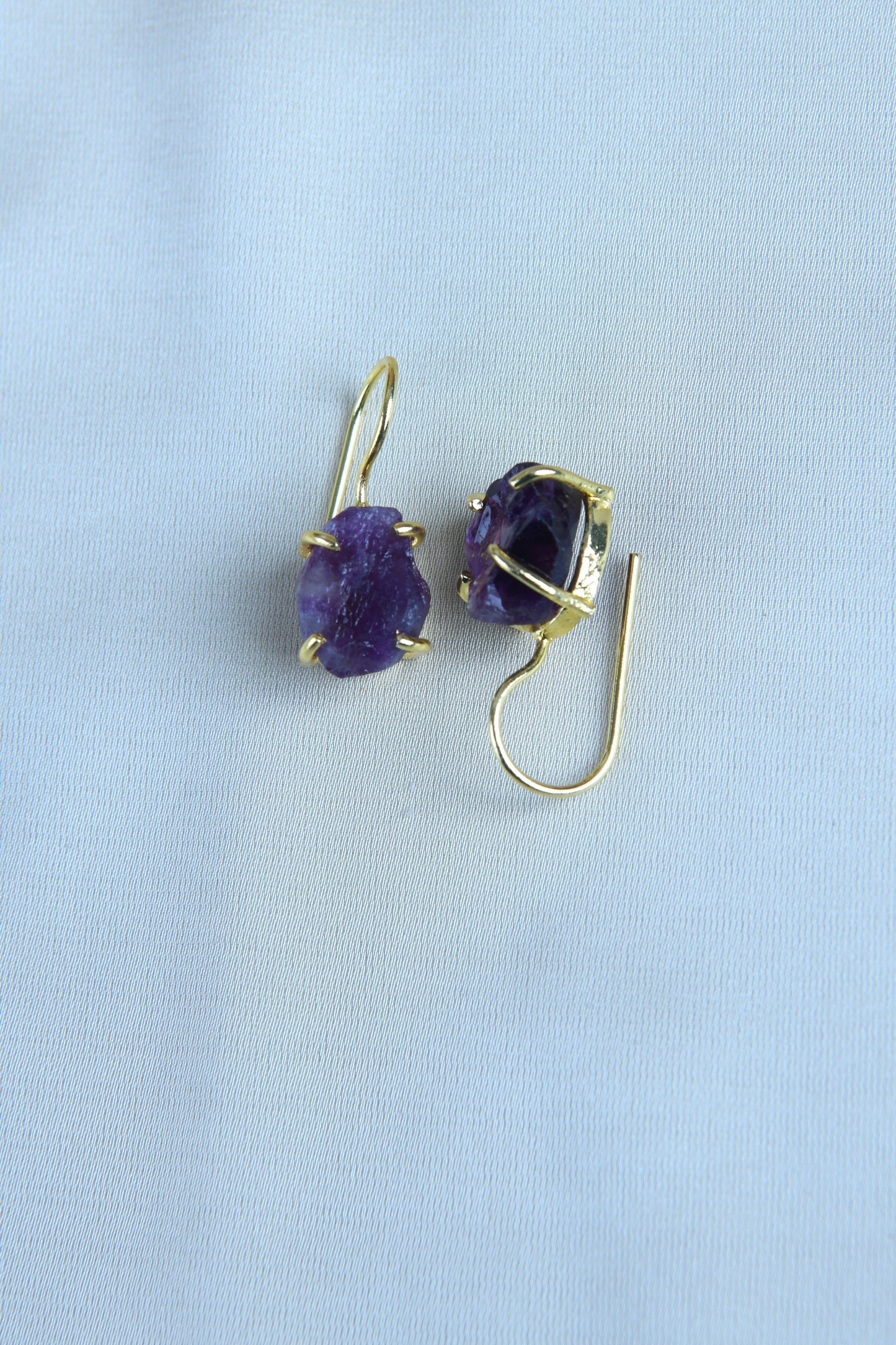 Uncut Amethyst Drop Earrings