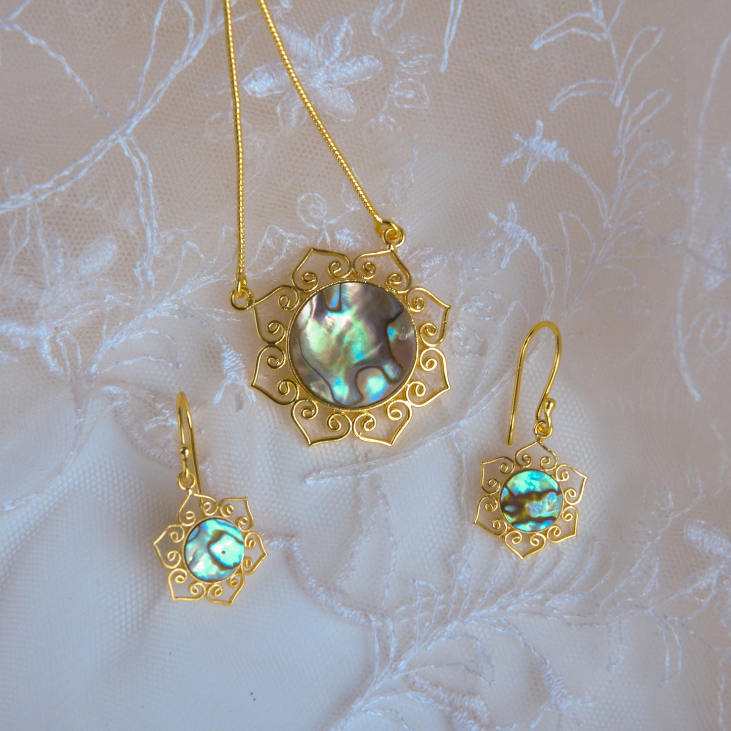 Blue Lagoon Abalone Pendant Set
