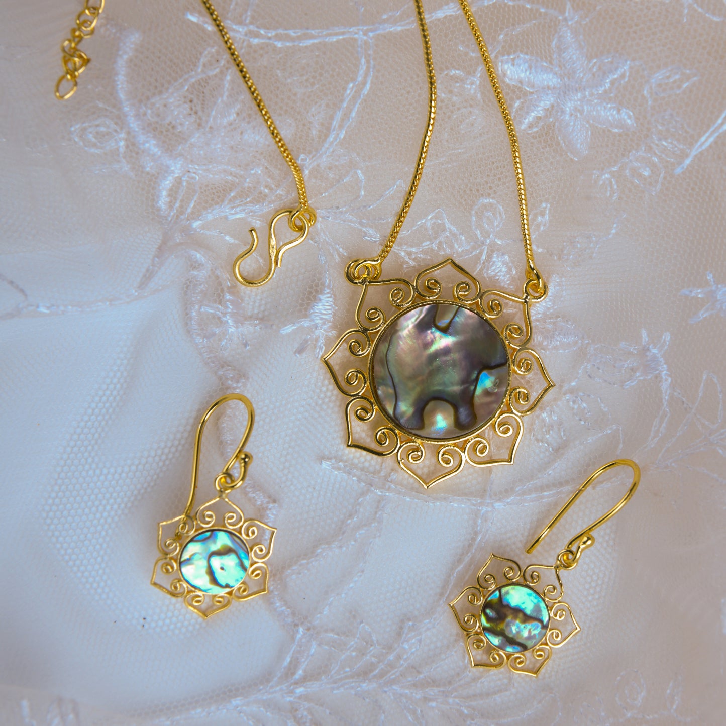 Blue Lagoon Abalone Pendant Set