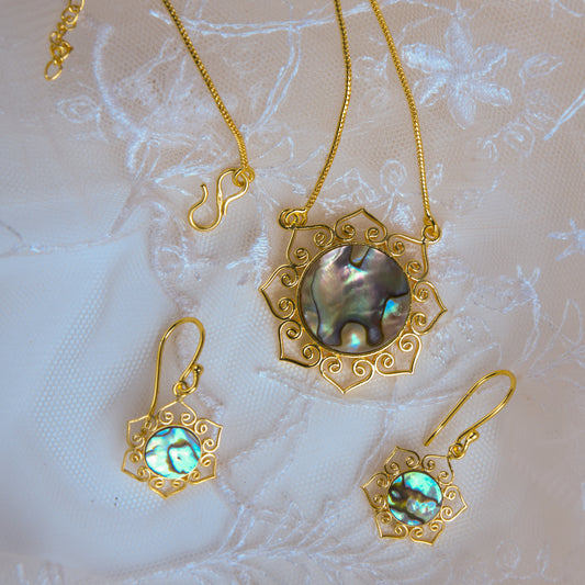 Blue Lagoon Abalone Pendant Set