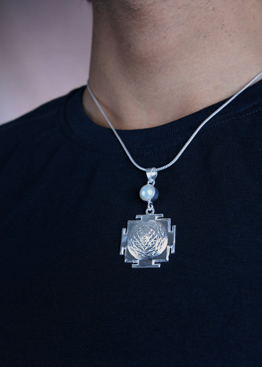 Sri Yantra With Pearl Pendant