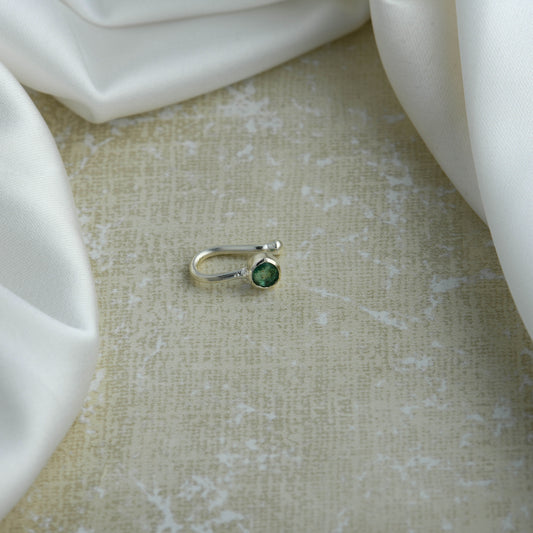 Natural Emerald Clip On Nose Pin