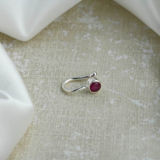 Ruby Clip On Nose Pin