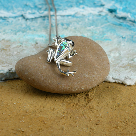 Leaping Frog Abalone Silver Pendant