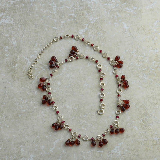 Garnets and Silver Dainty Necklace